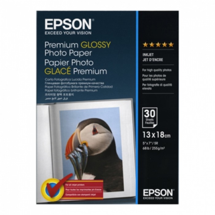 Carta fotografica Epson premium glossy lucida C13S042154 5 stelle 13X18 30 fogli