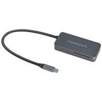 Lettore scrittore di memorie memory card Card Reader USB-C in alluminio SD Micro SD Mediacom