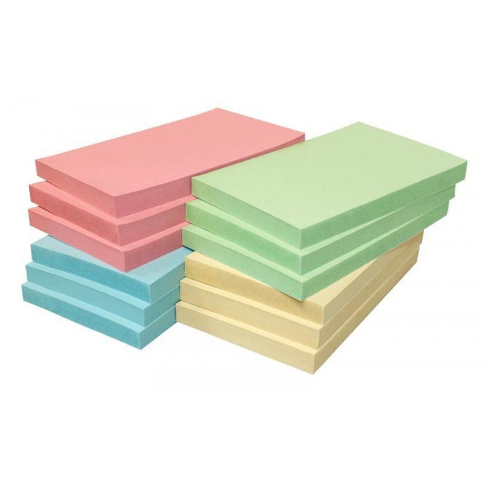 Foglietti adesivi riposizionabili Post-it 12 blocchi da 100 foglietti f.to  125x75mm vari colori in carta riciclata di Buffetti