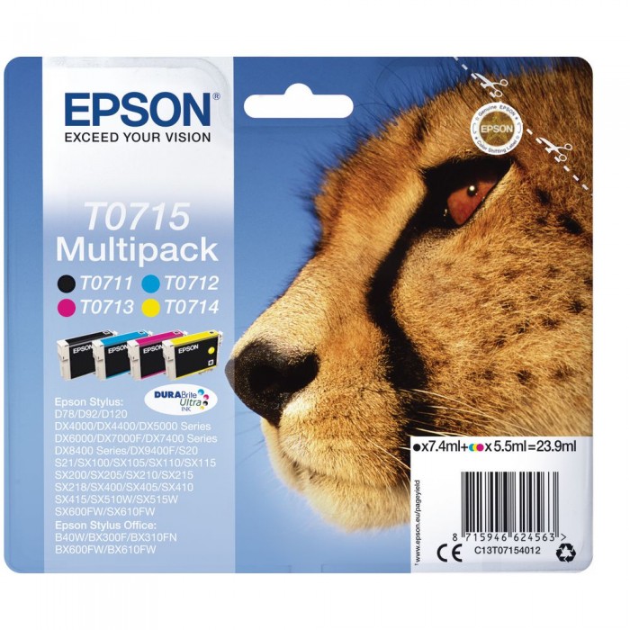 Multipack Inchiostri Originali Epson T0715 nera + colori