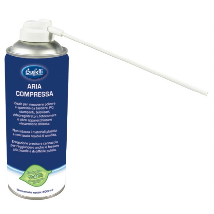 Bomboletta di aria compressa Buffetti 400Ml con cannuccia