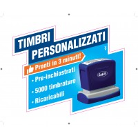 A Timbro Buffetti Flash pre-inchiostrato nero personalizzabile 11x40 mm