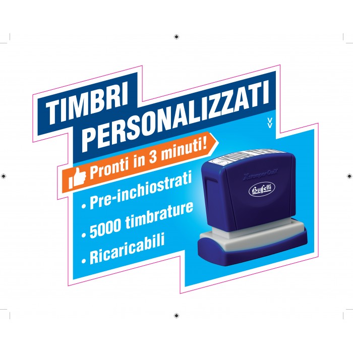 Timbro Buffetti Flash pre-inchiostrato nero personalizzabile 11x40 mm
