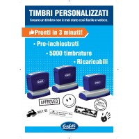 A Timbro Buffetti Flash pre-inchiostrato nero personalizzabile 11x40 mm