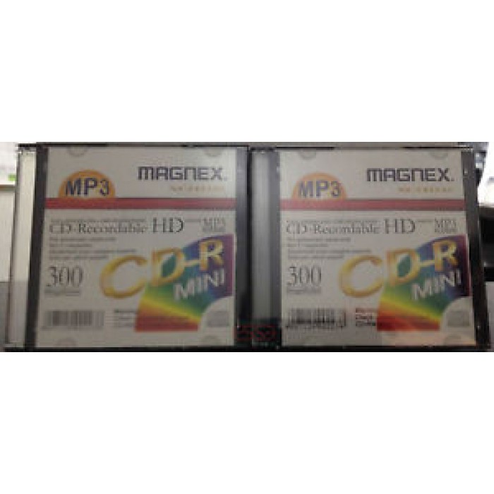 2 PEZZI DI MINI CD VERGINI RECORDABLE CD-R HD MAGNEX XCHD35 DA 300MB 8CM