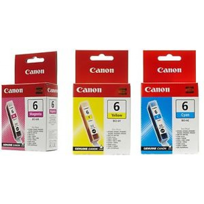 KIT 3 CARTUCCE CANON BCI-6 MAGENTA CIANO GIALLO ORIGINALI BCI-6M BCI-6C BCI-6Y